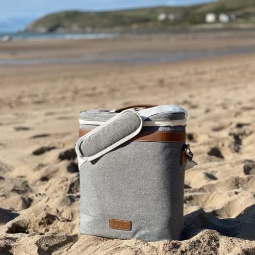 3 Bottle Insulated Wine Cooler Bag, Portable Carrier with Shoulder Strap for Beach and Picnic, Unique Gift for Wine Lovers, Grey — view 6