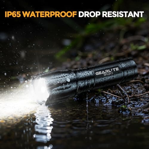 GEARLITE Torch Rechargeable, 2000LM Zoomable Rechargeable Torch with 3 Modes, Long-Lasting IP65 Waterproof Torches LED Super Bright for Camping, Hiking, Emergencies - Gifts for Men Dad Him — view 4
