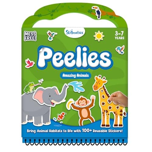 Skillmatics Peelies – Animals, Reusable Stickers, Travel Toy, Gift for Kids