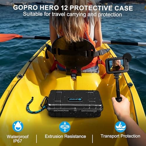 Lekufee Travel Waterproof Hard Case for Gopro Hero 13/12 / 11/10 / 9,Mission 1 Pro,Hero 4K, LIT Hero, Media Mod, and other Accessories(Case & Bag Only) — view 6
