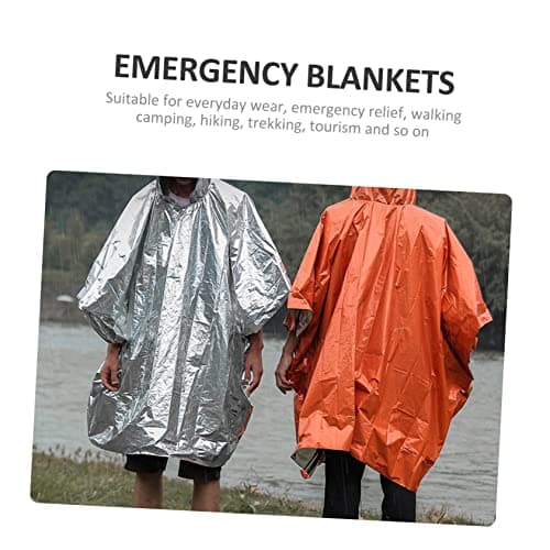 Emergency Poncho Waterproof Orange Polyester Film for Camping Hiking — view 4