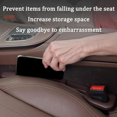 Vehicle Mounted Gap Leak Proof Filling Strip, Car Seat Gap Filler, Car Gap Filler Organizer, Car Seat Gap Plug with Phone Holder, Auto Side Seat Gap Filler Organizer for Car SUV Truck Seat (Beige) — view 4