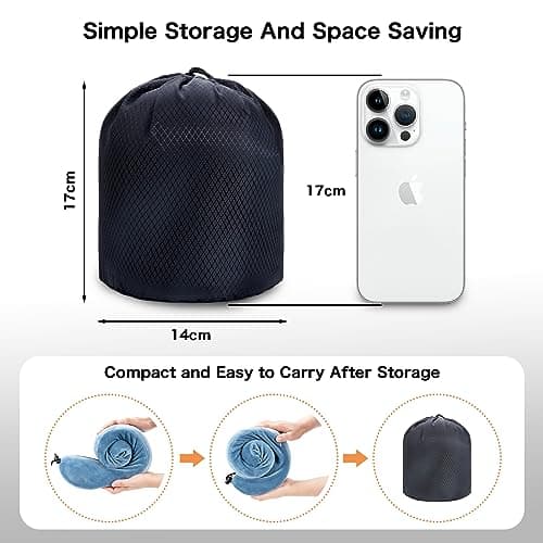 WENGX Travel Pillow Neck Pillow Memory Foam Soft Comfort and Support Travel Flight Neck Pillows,U-shaped Pillow for Sleeping with Storage Bag for Airplane Car Office Home,etc (Blue) — view 6