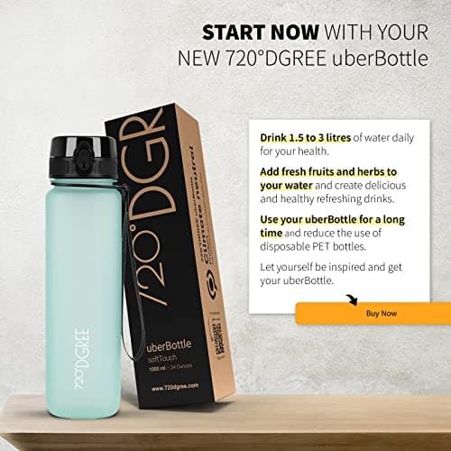 720°DGREE Water Bottle 1.5l “uberBottle“ softTouch +Sieve - BPA-Free, Leakproof, Reusable Drinking Bottle - XL Sports Bottle for all Day Hydration, Gym, Fitness, Office, University, Hiking, Travel — view 6
