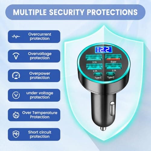 Car USB 6 in 1 45W Super fast Charger, 12-24V in Car Chargers Cigarette — view 4