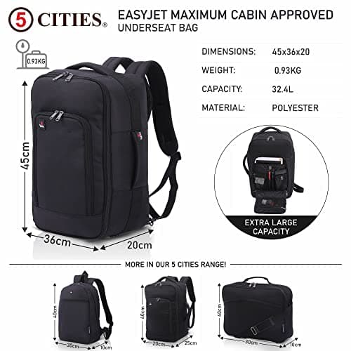 5 Cities 40x30x20cm Ryanair & Wizz Air Under Seat Cabin Backpack — view 2