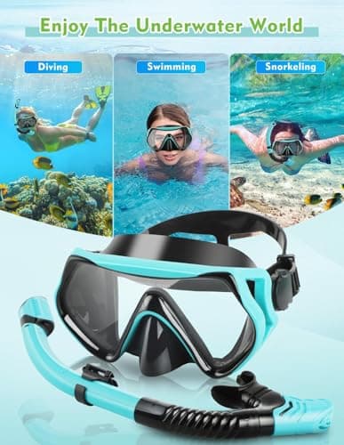 Hydomi Snorkel Set for Adults – Comfortable Leak-Proof Mask with Anti-Fog Tempered Glass, 180° Panoramic View & Dry Top Snorkel, Adjustable Diving Set for Holiday & Beach — view 6