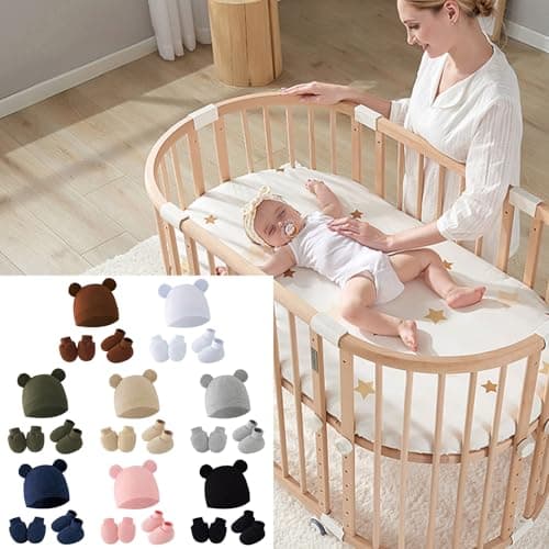 pumpumlia 3pcs/set Cotton Newborn with Scratch Mittens and Foot Infant Warm Headwear Baby Gloves with Socks — view 2