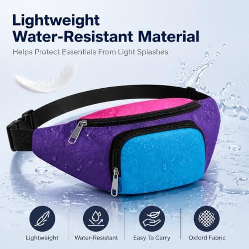 80s Retro Neon Bum Bag for Women Men, Bright Bumbag with 2 Zipped Pockets, Adjustable Waist Bag Crossbody Fanny Pack for Festivals Raves Fancy Dress Travel, 80s Accessories for Women — view 3