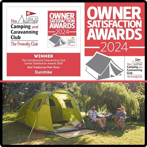Eurohike Sendero 4 Man Tent with Porch & Spacious Living Area, 4 Person, Waterproof, Easy to Pitch, Tunnel Design, Ideal for Family Camping Trips & Festivals, 2000mm HH — view 2