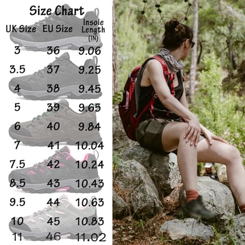 Unitysow Hiking Boots Men’s Women’s Walking Shoes Trainers Low Rise Trekking Climbing Shoes Outdoor Backpacking Camping Sneaker,Rose Red,6 UK — view 6
