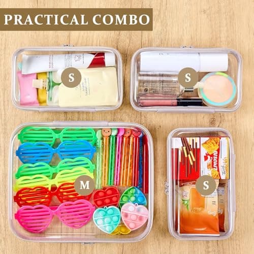 WELPIRT Clear Zipper Pouches,Hard Shell Zipper Case, Toiletry Bag for Travel, CLear Diaper Bag, Toiletry Pouch, Travel Organizer, Cosmetic Bag,Toy Storage Bins, Gray, M+3S, Gray — view 3