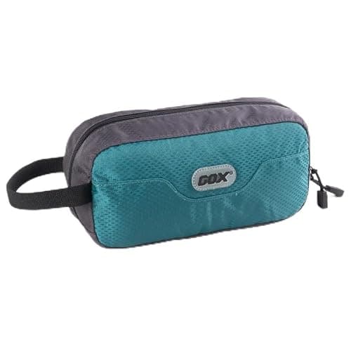 GOX Small Travel Toiletry Bag for Men, Hanging Dopp Kit Organizer with Water-Resistant Nylon, Portable Shower Toiletry Case, Turquoise/Grey, 9.8x4.3x3.4 Inch (Pack of 1), Toiletry Bag for Travel