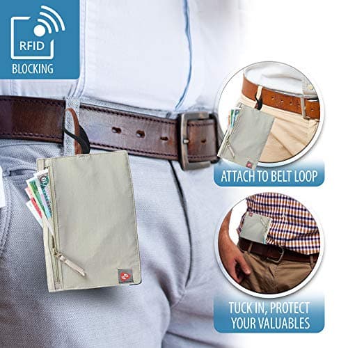 Lewis N Clarks RFID-Blocking Hidden Travel Wallet Münzbörse, Beige — view 4