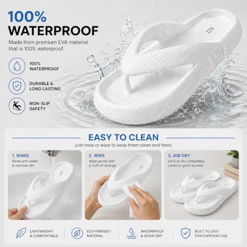 A2Z Women EVA Flip Flops Lightweight - Slider LDS 1304 White 5/6 UK — view 4