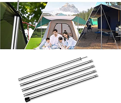 KOMCLUB 78" Stainless Steel 2PC Collapsible Adjustable Camping Tarp Poles — view 6