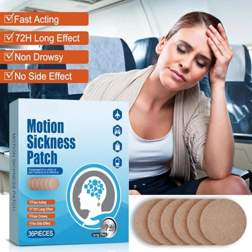 Motion Sickness Patches, 36 PCS Travel-Ease Sickness Patches, Anti Nausea Relief for Adults, Sea-Sickness, Car-Sickness, Morning-Sickness, Long-Lasting Natural Ginger Formula — view 3