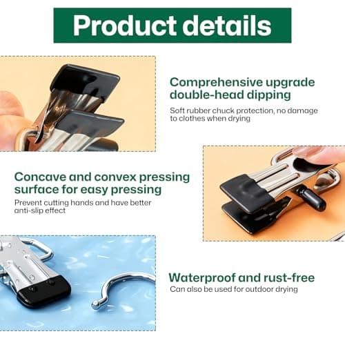 36Pcs Hanging Clips, Portable Clothes Pegs No-slip Stainless Steel Hangers with Clips Hat Storage Travel Hangers Foldable Drying Rack for Pants Towels Shoes Socks Trousers — view 3