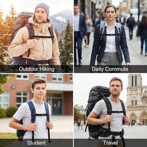 2 Pack Adjustable Backpack Chest Strap, Rucksack Harness Belt for Hiking — view 6