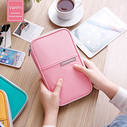VanFn Family Passport Holder Travel Wallet RFID Blocking Travel Document Organiser Waterproof Holiday Passport Cover Men Women for ID Card, Credit Cards, Flight Tickets, Money, Coins (Pink) — view 6