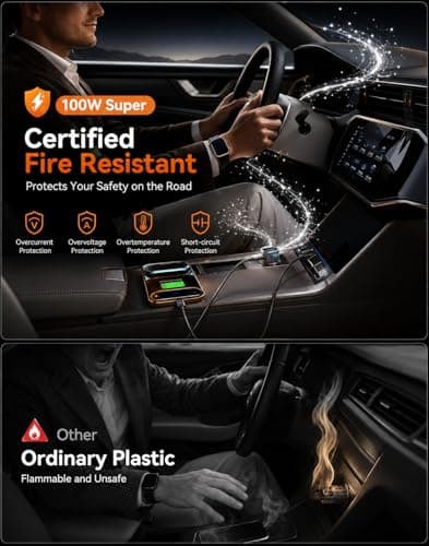 100w Car Charger Adapter,2-Port PD/QC Fast Charging Cigarette Lighter 12V USB Socket,Dual 100W USB-C/A Car Phone Charger for Phone 17/16/15/14, S26/S25/S24/S23,Tablets — view 5