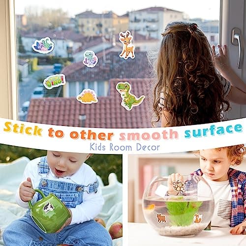 GUYUCOM 2 Pack Reusable Sticker Books for Toddlers, Durable No Glue Stickers for Kids, Activity Crafts for 2 3 4 Year Old Boys Girls Dinosaurs Animals Travel Toys on Plane Car Birthday Gifts — view 3