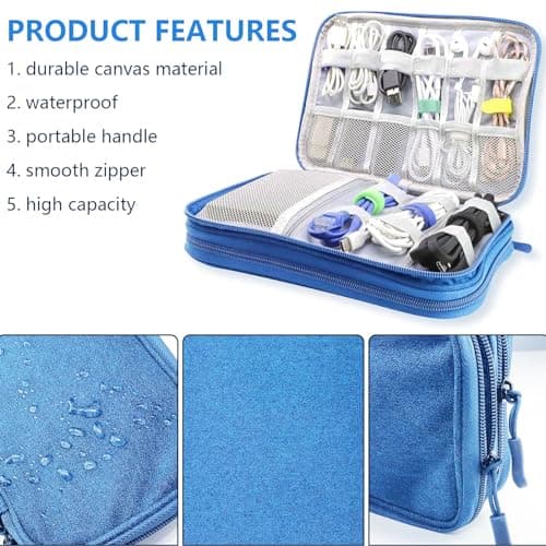 Teskyer Travel Cable Organiser Bag, Travel Essential, Sky Blue — view 4