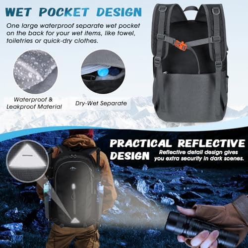 RAINSMORE Hiking Backpack 40L Lightweight Foldable Rucksack for Men Women Water Resistant Backpack Durable Packable Travel Daypack for Camping Climbing Walking Mountaineer Sports Outdoor — view 4