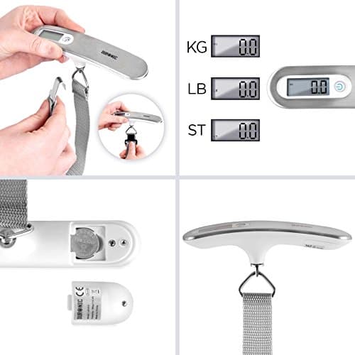 Duronic LS1013 Digital Travel Luggage Scale Weighing Scale Suitcase with Strap and Hook Numeric Display Capacity 50 kg, Luggage Scale — view 5