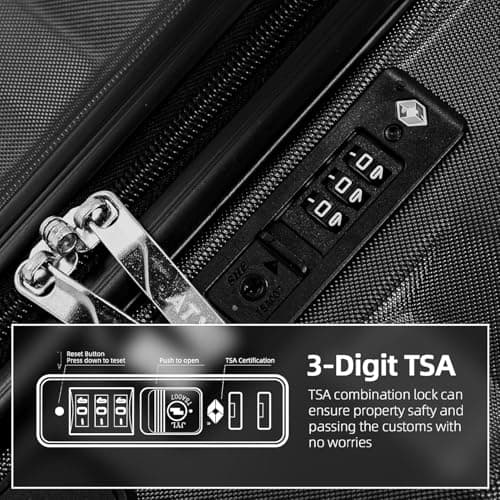 ATX Luggage Extra Large Suitcase Super Lightweight Durable ABS Hard Shell Suitcase with 4 Wheels and Built-in TSA Lock (Black, 32 Inches,132 Liter) — view 2
