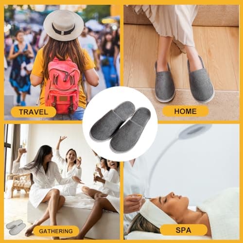 Cosysparks Portable Travel Slippers, Non-Disposable Hotel Slippers Reusable Spa Flight Anti-Slip Indoor House (Starry Sky Grey, UK Footwear Size System, Adult, Women, Alpha, Medium, One Size) — view 2