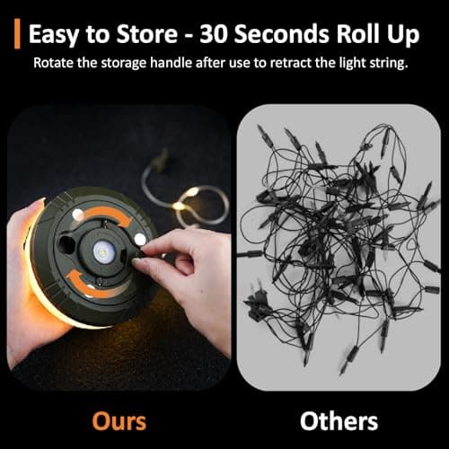 2-Pack Camping String Lights 10M, 4 in 1 Portable Camping Fairy Lights Rechargeable, 8 Lighting Modes, USB Charging, Quick Storage, Waterproof Tent Lights String for Camping, Yard, Christmas,Festivals — view 4