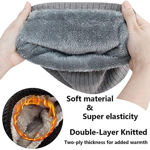 ehsbuy Fleece Neck Warmer Thermal Snoods Unisex Thick Winter Cold Weather Knitted Circle Scarf for Cycling Motocycle Sports(Navy) — view 4