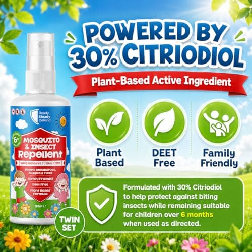 Kids Mosquito & Insect Repellent Spray Twin Pack (2 x 100ml) DEET Free Bug Spray for Children Aged 6+ Months, Plant Based Formula 30% Citriodiol, Family Friendly Outdoor Protection Against Mosquitoes — view 2