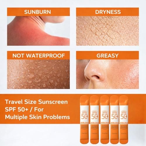 32Pcs Mini Travel Size Sunscreen,Mini Sun Cream for Face & Body,Natural Sunscreen SPF 50,Waterproof Sun Lotion with Refreshing Texture,Portable Mini Sunscreen for Sun Protection,8g per piece — view 2