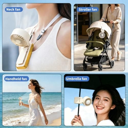 Curloni Portable Handheld Turbo Fan with Ice Cooling, 8m/s High Speed Turbo Fan, 4-in-1 Hand/Neck/Desk/Waist Fan with Clip for Umbrella, Stroller, Office, Beach, Outdoor, Summer/Travel Essentials — view 6