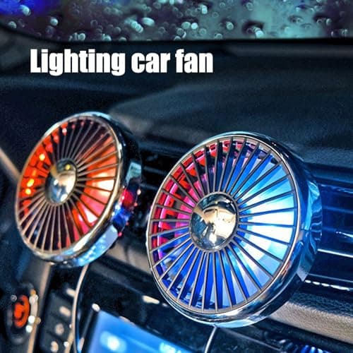 USB Fan for Car, USB Powered Fan with Light for Car Ventilation - Three-Level Adjustable Strong Air Cooler Car Interior Accessories for Camping and Road Trips — view 2
