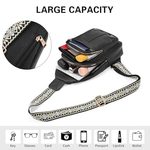 GAEKEAO Sling Bag for Women Crossbody Bags Fanny Pack Cross Body Bags Vegan Leather Chest Bag Travel Shoulder Belt Purse Backpack Gifts — view 6