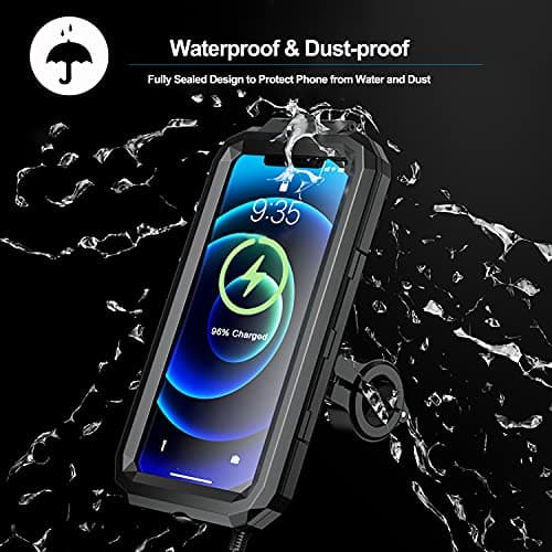 iMESTOU Waterproof IP67 Motorcycle Phone Mount Wireless/USB C Charger (L) — view 6