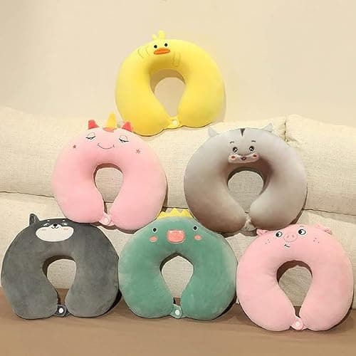 Cute Duck Cartoon U-Shaped Neck Pillow - Super Soft Memory Foam Travel Pillow for Kids & Adults, Ergonomic Neck Support for Airplane, Bus, Train Rides (Yellow) — view 3