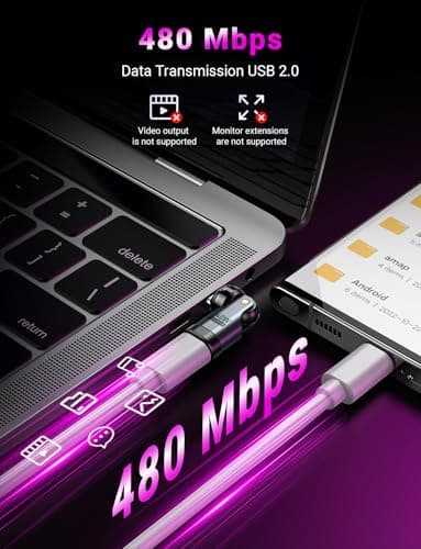 VAFOTON 240W USB C Magnetic Adapter, 9Pin 540° USB C Adapter (2 Pack), Supports PD 240W 5A Quick Charge and Data Transfer, For MacBook/Laptop/Tablet — view 2