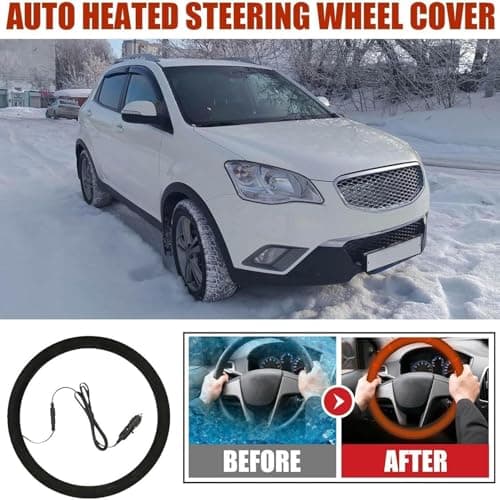 Heated Steering Wheel Cover UK, 2V Heated Cover for Car, Vehicle Hand Warming Steering Wheel Protector, Fit Usual Cars — view 3
