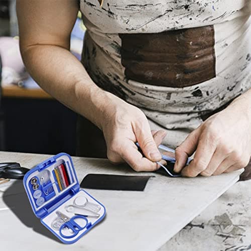 Folding Portable Sewing Set Mini Sewing Kit Box, Outbound Travel Sewing Overlock Repair Tool Set (Royal Blue) — view 3