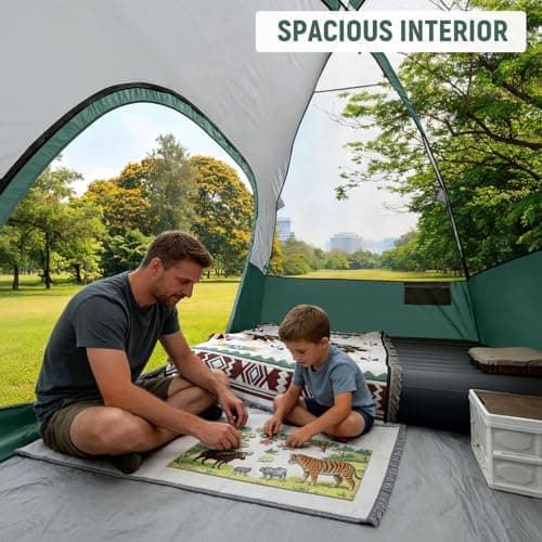 CAMPROS CP Large Family Tent for 6 People, Spacious Waterproof Camping Tent with 182 cm Standing Height, Easy Setup Dome Tent with Separate Living Space & Mesh Ventilation for Family Camping Holidays — view 3