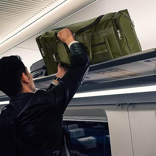 Holdfiturn Sports Duffle Bag Sports Gym Bag for Women Men Waterproof Large 40L Collapsible Training Sports with Shoulder Strap Holdall Overnight Weekend Travel Bag for Gym Travel Swimming Green — view 3