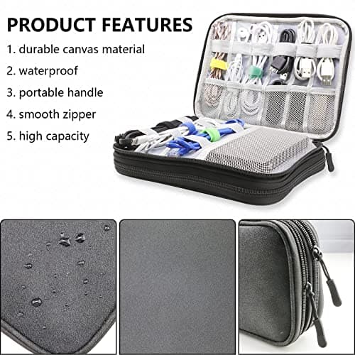 Teskyer Travel Cable Organiser Bag, Travel Essential, Black — view 6