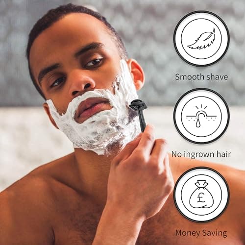 Bambaw Double Edge Razor Men, Metal Safety Razors for Men, Manual Shaving for a Close Shave with Non-Slip Handle, Suitable for All Skin Types, Smooth Shave, No Blade Included (Black) — view 4