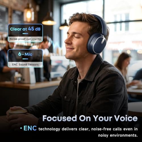 MMWOWARTS Hybrid Active Noise Cancelling Bluetooth Headphones,Bluetooth 6.0 Over Ear Wireless Headphones with 120H Playtime, Hi-Res Audio, Deep Bass, Memory Foam Ear Cups for Home Office Travel — view 3