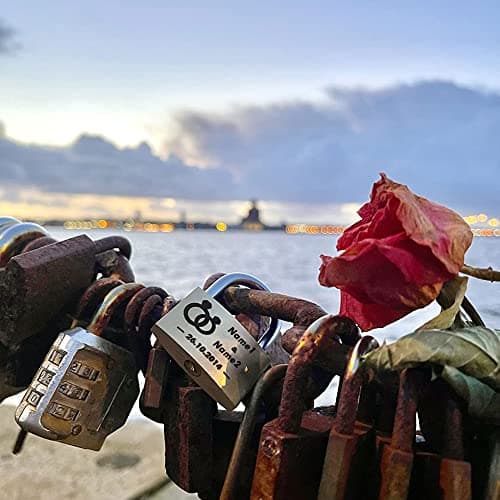 Personalised Engraved Padlock, Heart Padlock for Wedding, Anniversary, Valentine's, Travel, Love Locks with 3 Keys & Gift Box for Lovers(Linked Hearts) — view 4