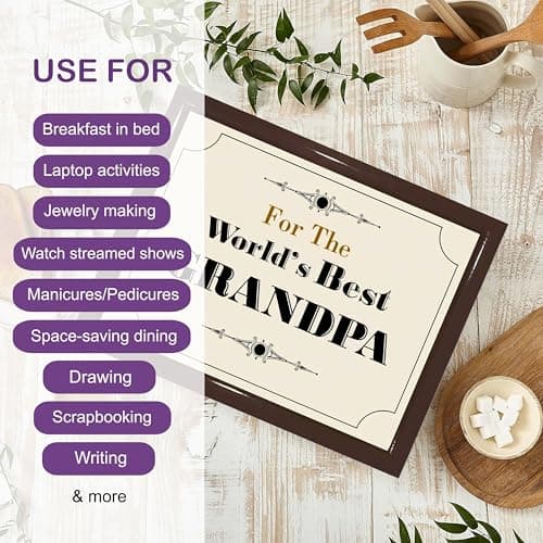 Lap Tray with Bean Bag Cushion Padded World's Best Grandpa Grandad Dinner Serving Laptop Holder Breakfast in Bed Serving Laptray Dinner Lunch Caravan Camping Camping Camper Van Motivational Learning — view 2